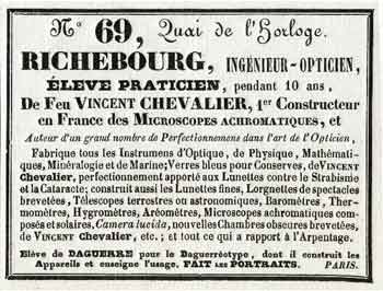 Richebourg 69 quai de l'horloge, carte commerciale imprimée vers 1842